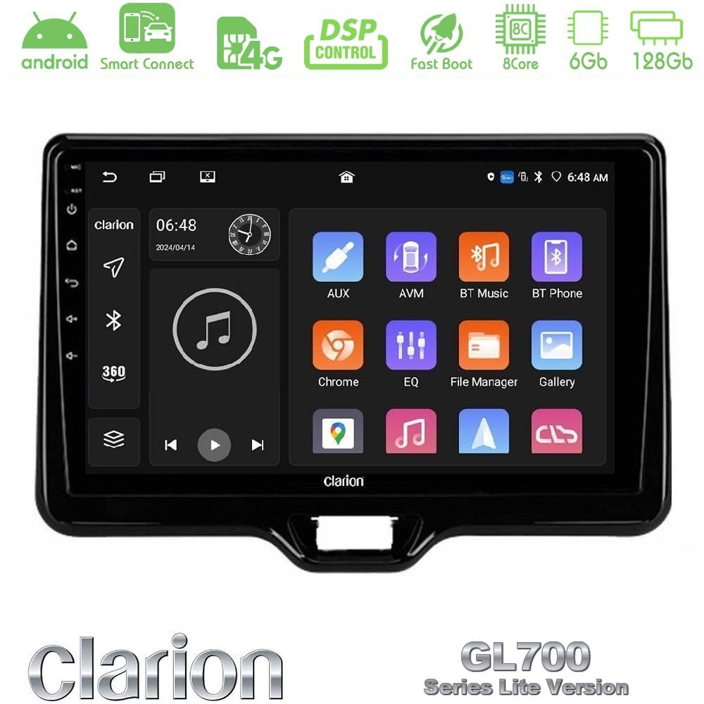 Clarion GL700 Lite Series 8Core Android ClarionOS 6+128GB Toyota Yaris Cross RHD 2020-> (Low Version) Navigation Multimedia Tablet 9" Με Carplay & Android Auto