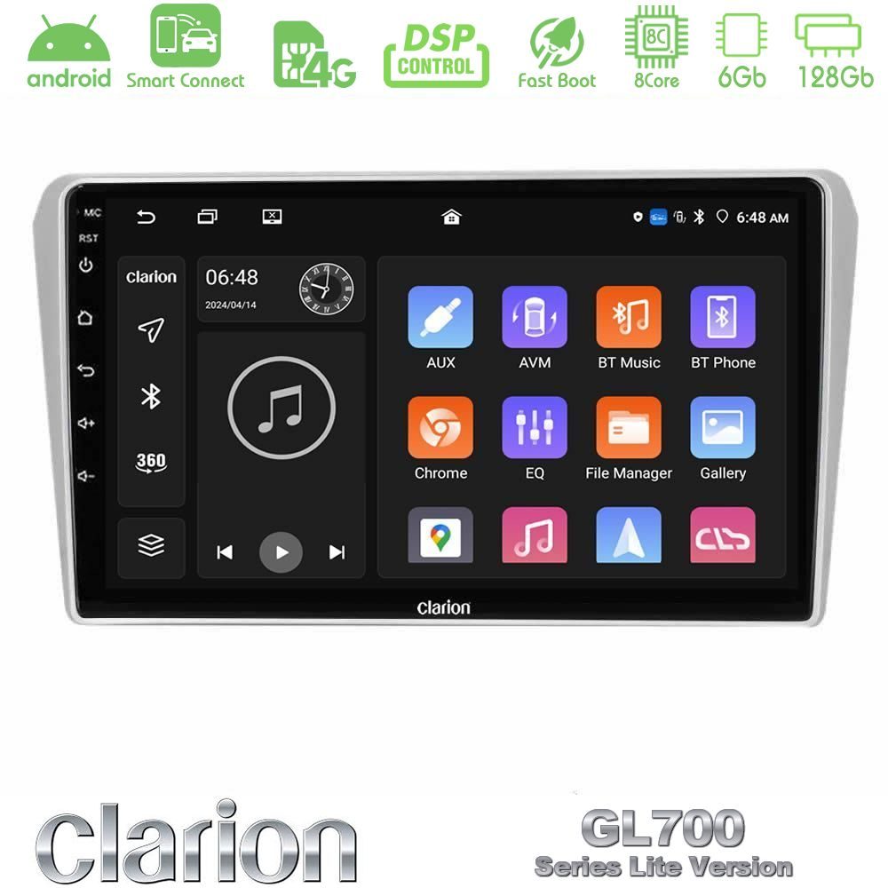 Clarion GL700 Lite Series 8Core Android ClarionOS 6+128GB Toyota Avensis T25 02/2003–2008 Navigation Multimedia Tablet 9" Με Carplay & Android Auto