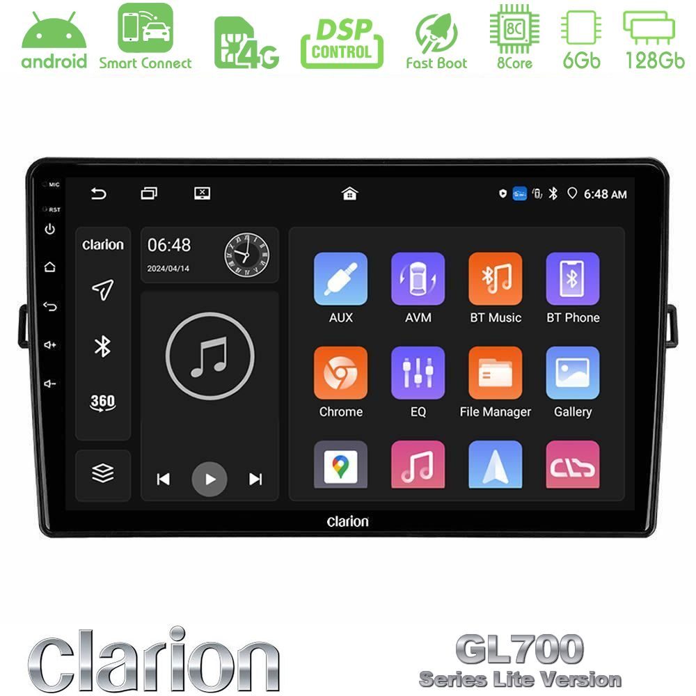 Clarion GL700 Lite Series 8Core Android ClarionOS 6+128GB Toyota Auris Navigation Multimedia Tablet 10" Με Carplay & Android Auto