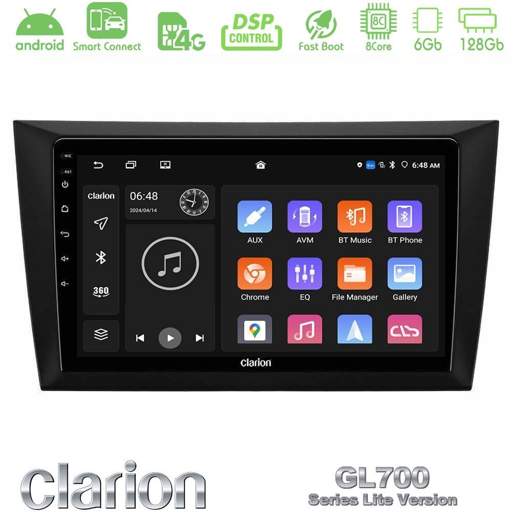 Clarion GL700 Lite Series 8Core Android ClarionOS 6+128GB Vw Golf 6 Navigation Multimedia Tablet 9" Με Carplay & Android Auto