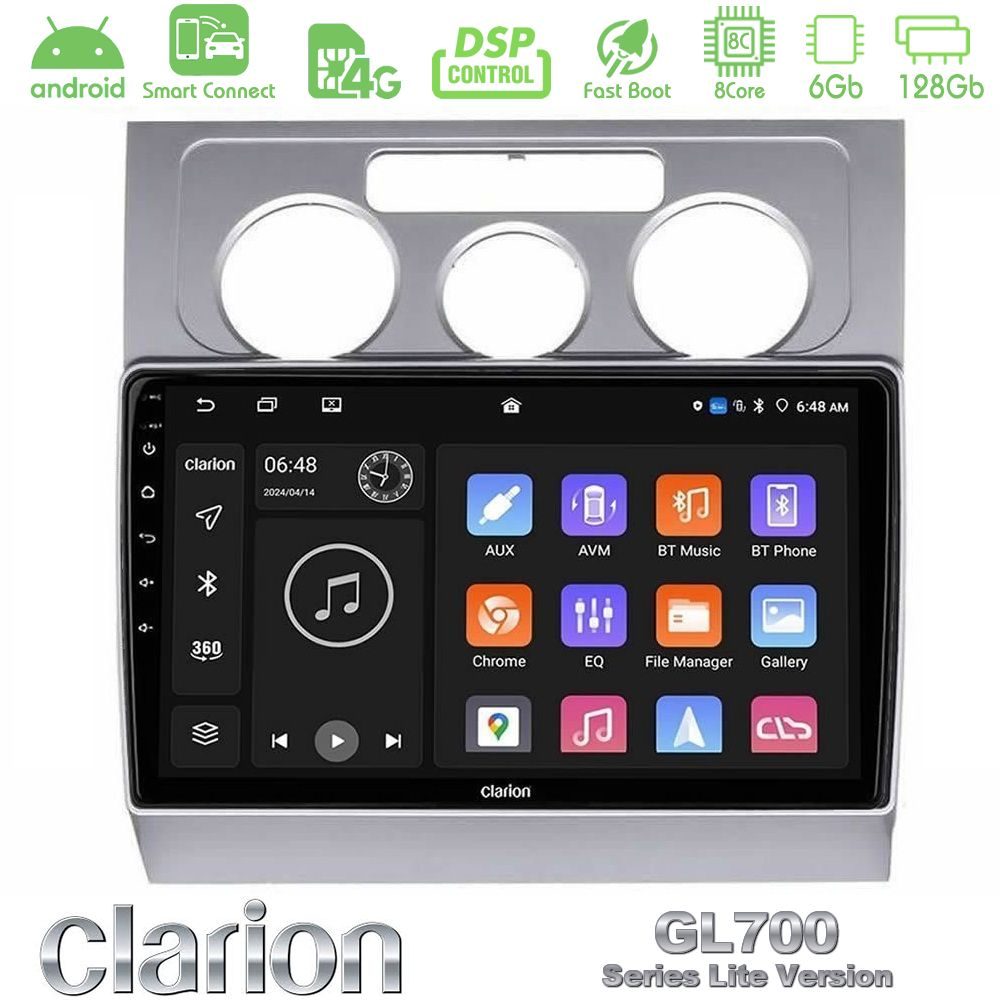 Clarion GL700 Lite Series 8Core Android ClarionOS 6+128GB VW Touran 2003-2011 Navigation Multimedia Tablet 10" Με Carplay & Android Auto