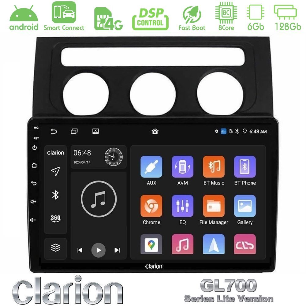 Clarion GL700 Lite Series 8Core Android ClarionOS 6+128GB VW Touran 2003-2011 Navigation Multimedia Tablet 10" Με Carplay & Android Auto