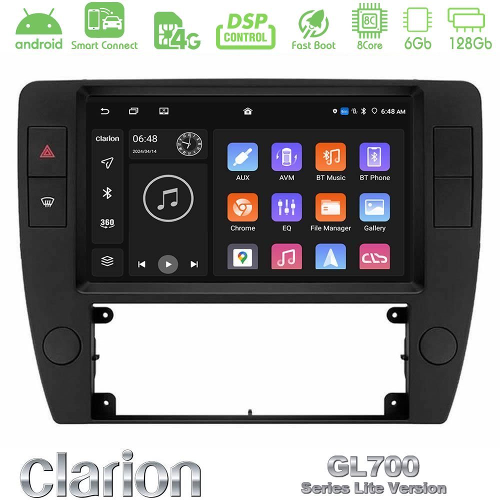 Clarion GL700 Lite Series 8Core Android ClarionOS 6+128GB VW Passat B5 2001-2005 Navigation Multimedia Tablet 9" Με Carplay & Android Auto