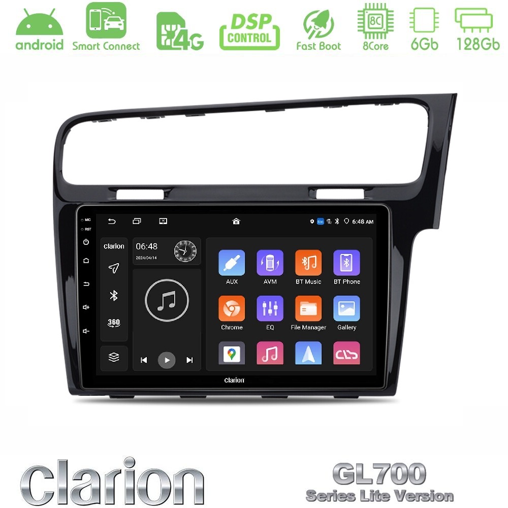 Clarion GL700 Lite Series 8Core Android ClarionOS 6+128GB VW GOLF 7 RHD Navigation Multimedia Tablet 10" Με Carplay & Android Auto