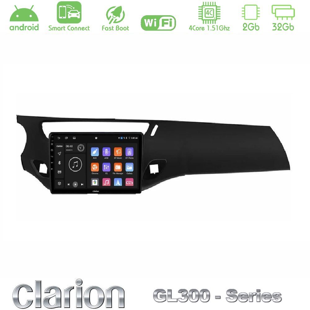 Clarion GL300 Series 4Core Android ClarionOS 2+32GB Citroen C3/DS3 2009-2016 Navigation Multimedia Tablet 9" Με Carplay & Android Auto