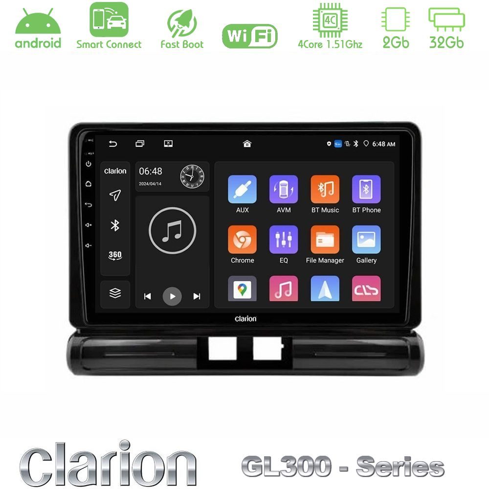Clarion GL300 Series 4Core Android ClarionOS 2+32GB Citroen C3 2016-> Navigation Multimedia Tablet 9" Με Carplay & Android Auto