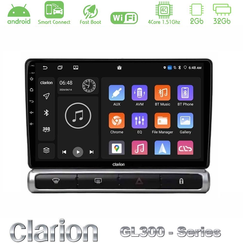 Clarion GL300 Series 4Core Android ClarionOS 2+32GB Citroen C3 2016-> Navigation Multimedia Tablet 9" Με Carplay & Android Auto
