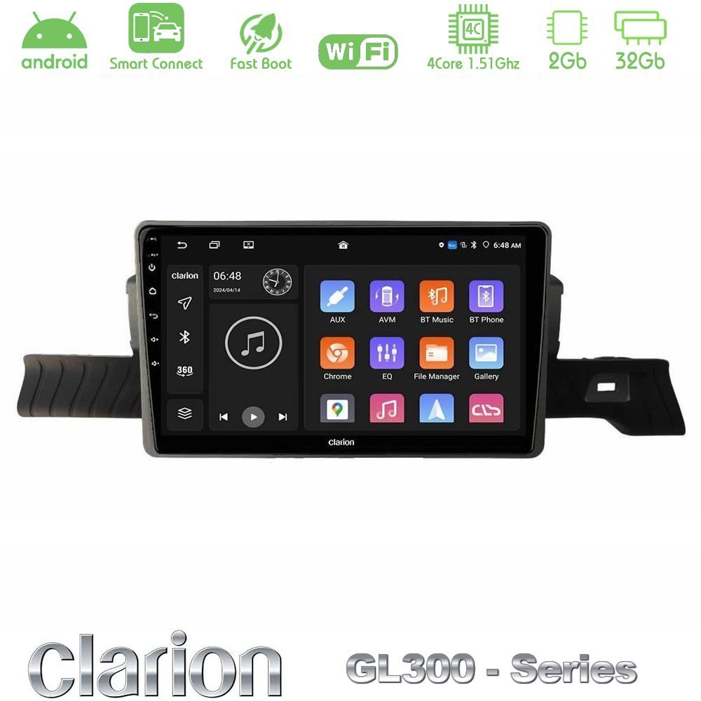 Clarion GL300 Series 4Core Android ClarionOS 2+32GB Citroen C3 You 2025-> Navigation Multimedia Tablet 9" Με Carplay & Android Auto