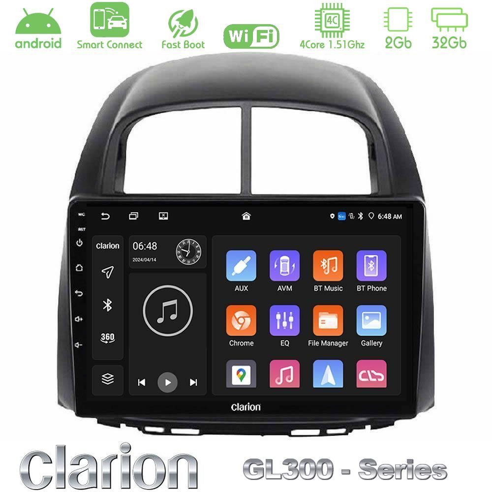 Clarion GL300 Series 4Core Android ClarionOS 2+32GB Daihatsu Sirion/Subaru Justy Navigation Multimedia Tablet 10" Με Carplay & Android Auto