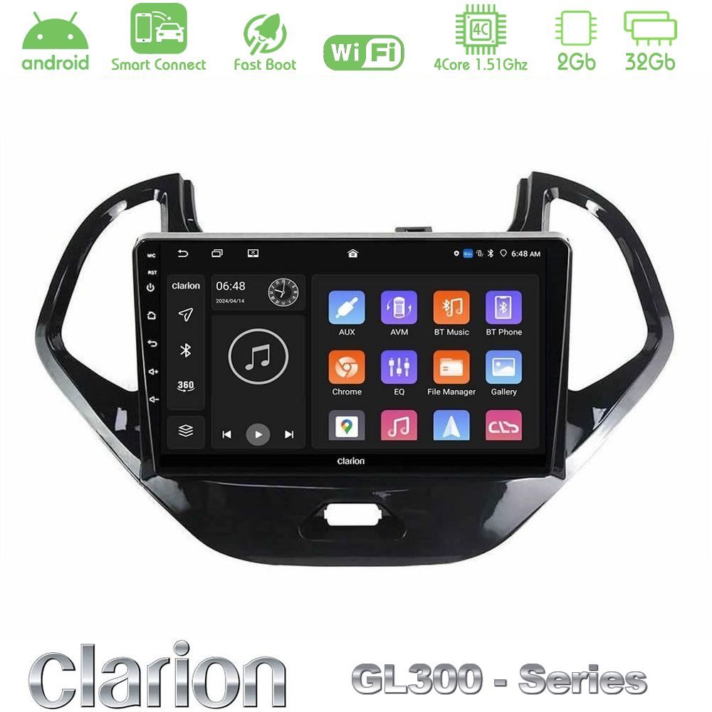 Clarion GL300 Series 4Core Android ClarionOS 2+32GB Ford Ka 2016-2020 Navigation Multimedia Tablet 9" Με Carplay & Android Auto