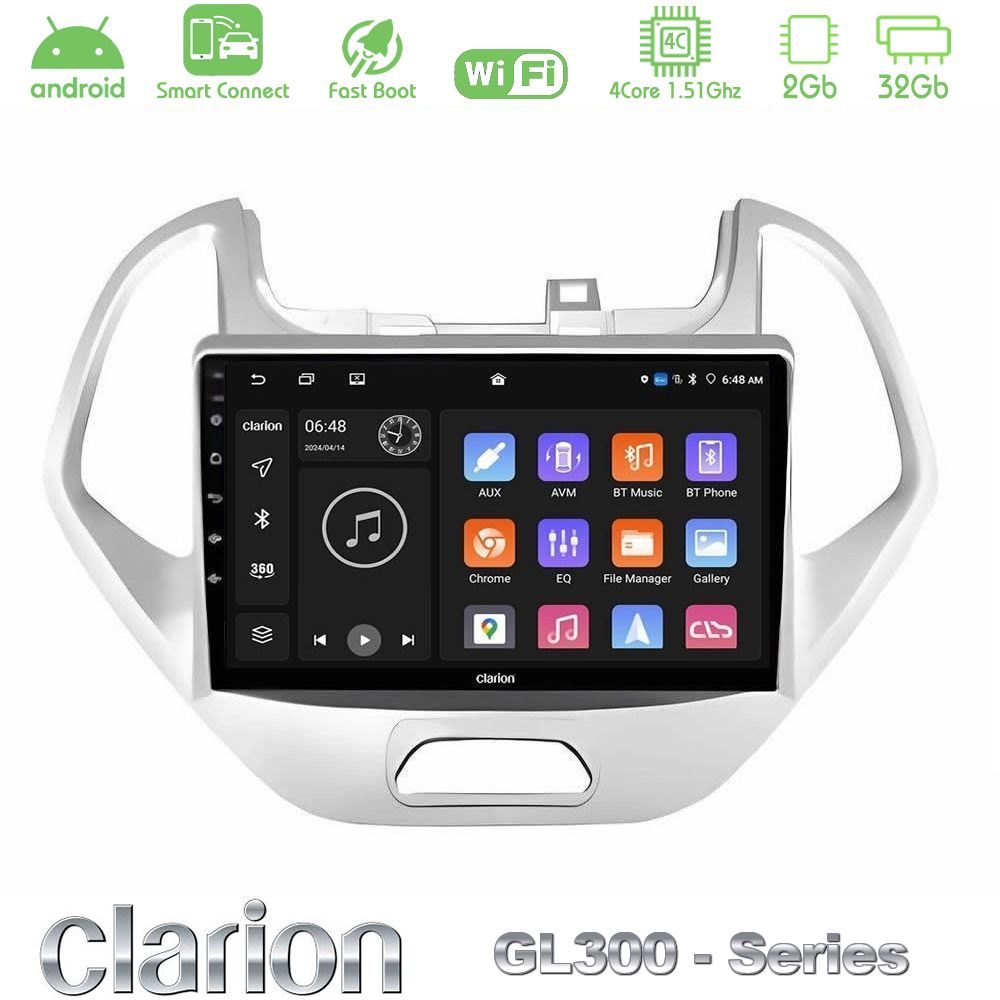 Clarion GL300 Series 4Core Android ClarionOS 2+32GB Ford KA 2016-2020 Navigation Multimedia Tablet 9" Με Carplay & Android Auto