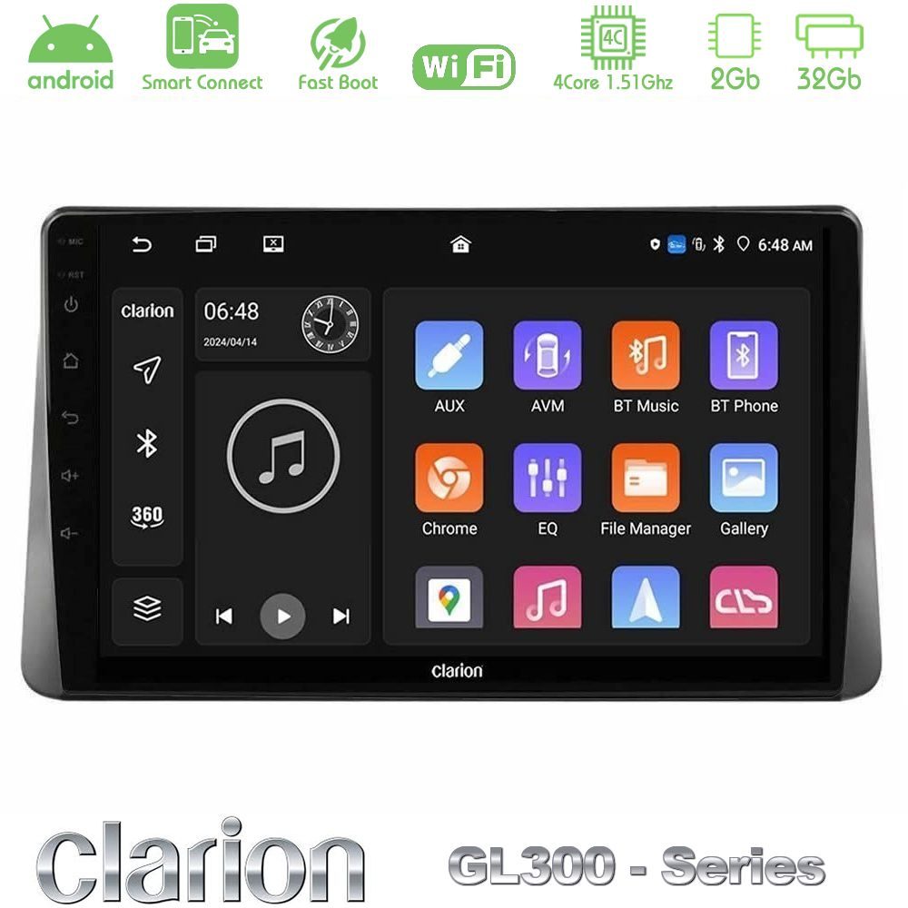 Clarion GL300 Series 4Core Android ClarionOS 2+32GB Ford Focus 2019-> Navigation Multimedia Tablet 9" Με Carplay & Android Auto