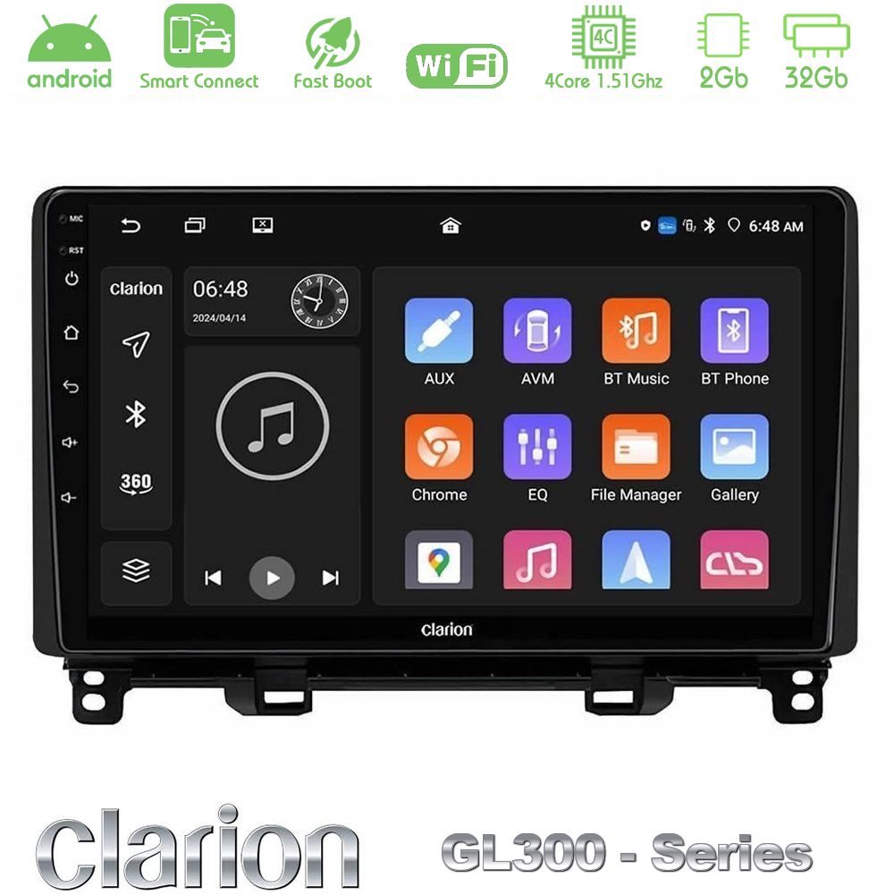Clarion GL300 Series 4Core Android ClarionOS 2+32GB Honda Jazz 2021-2025 Navigation Multimedia Tablet 9" Με Carplay & Android Auto