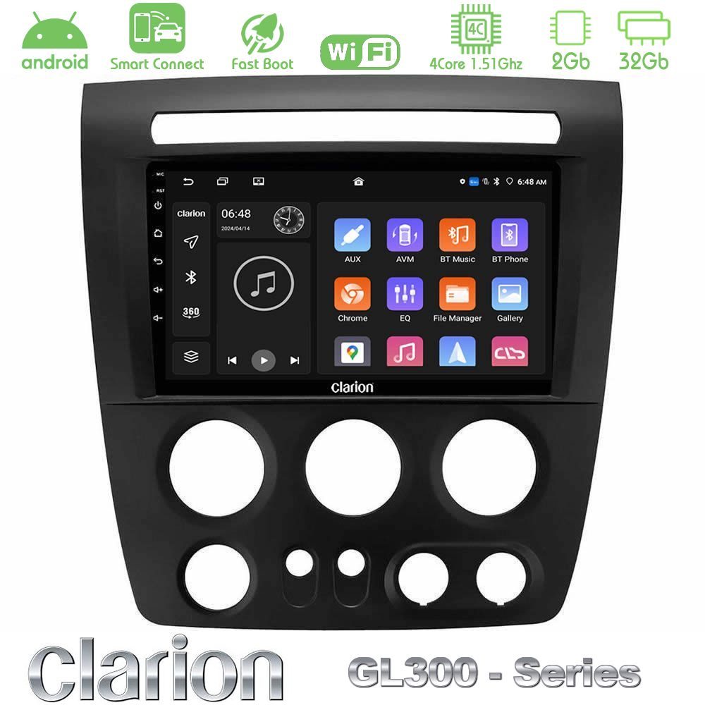 Clarion GL300 Series 4Core Android ClarionOS 2+32GB Hummer H3 2005-2009 Navigation Multimedia Tablet 9" Με Carplay & Android Auto