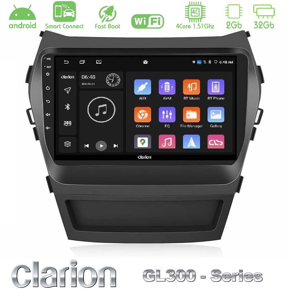 Clarion GL300 Series 4Core Android ClarionOS 2+32GB Hyundai iX45 2012-2017 Navigation Multimedia Tablet 9" Με Carplay & Android Auto