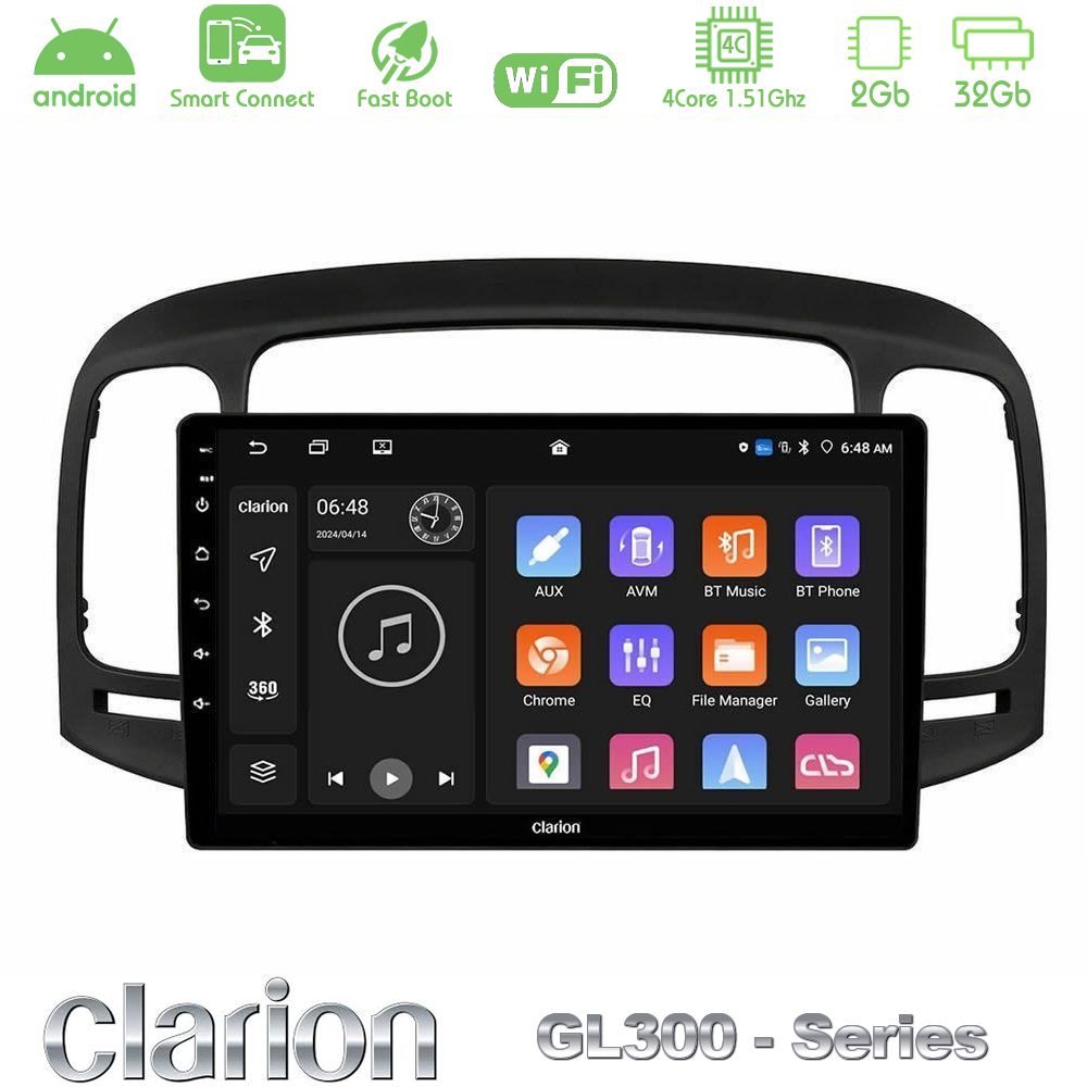 Clarion GL300 Series 4Core Android ClarionOS 2+32GB Hyundai Accent 2006-2011 Navigation Multimedia Tablet 9" Με Carplay & Android Auto