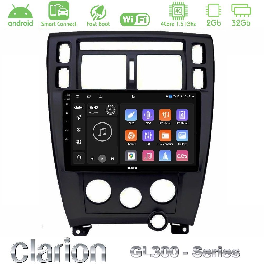 Clarion GL300 Series Hyundai Tucson 2006 – 2013 4Core Android ClarionOS 2+32GB Navigation Multimedia Tablet 10" Με Carplay & Android Auto