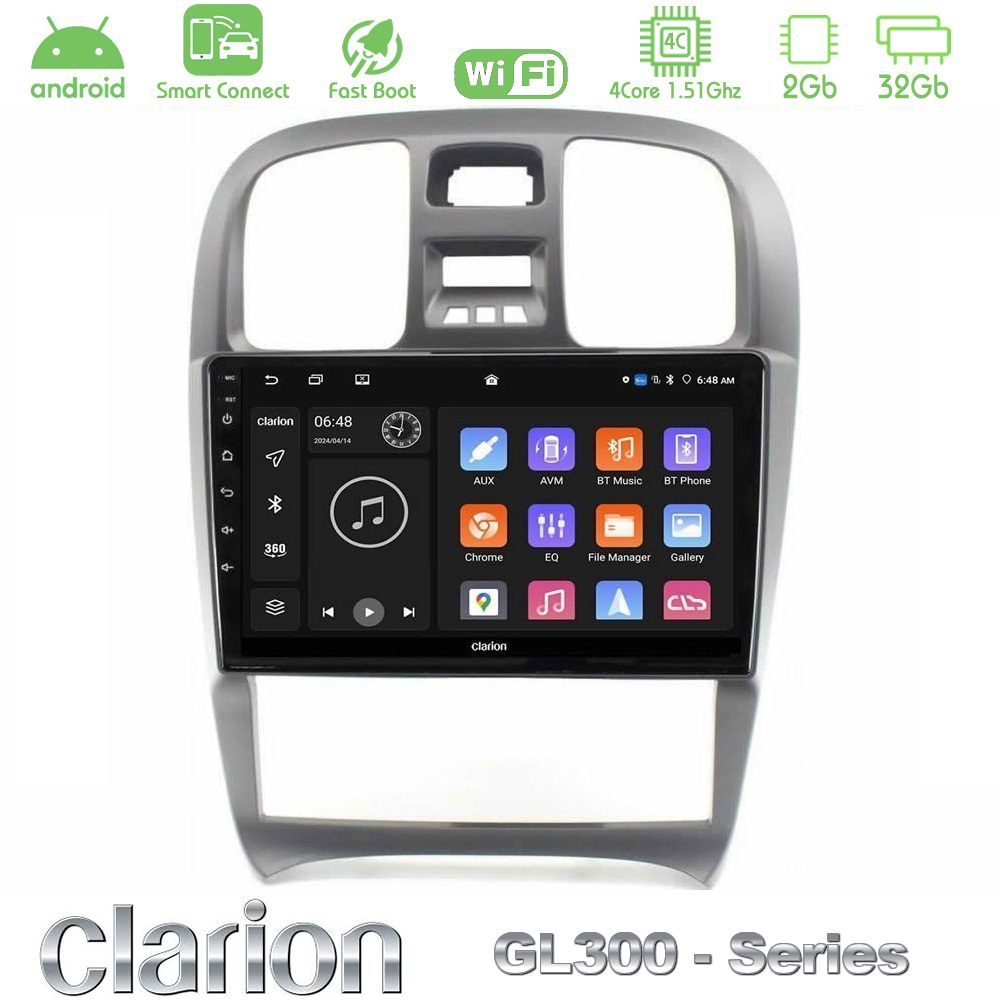 Clarion GL300 Series 4Core Android ClarionOS 2+32GB Hyundai Sonata 2001-2005 Navigation Multimedia Tablet 9" Με Carplay & Android Auto