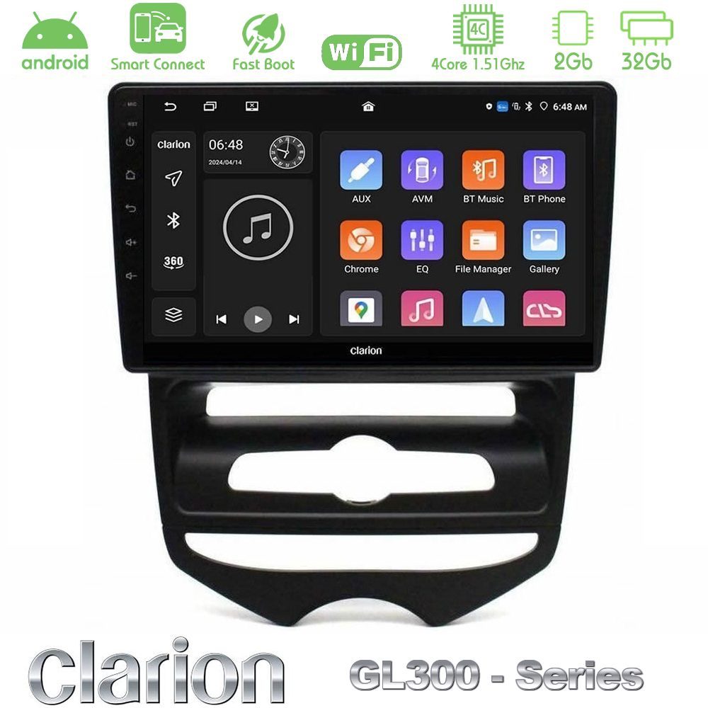 Clarion GL300 Series 4Core Android ClarionOS 2+32GB Hyundai ix20 2010-2020 (MANUAL A/C) Navigation Multimedia Tablet 9" Με Carplay & Android Auto