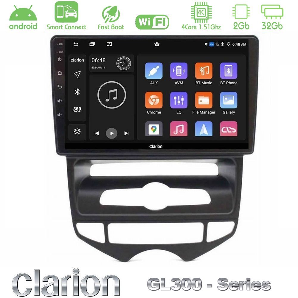 Clarion GL300 Series 4Core Android ClarionOS 2+32GB Hyundai ix20 2010-2020 (AUTO A/C) Navigation Multimedia Tablet 10" Με Carplay & Android Auto
