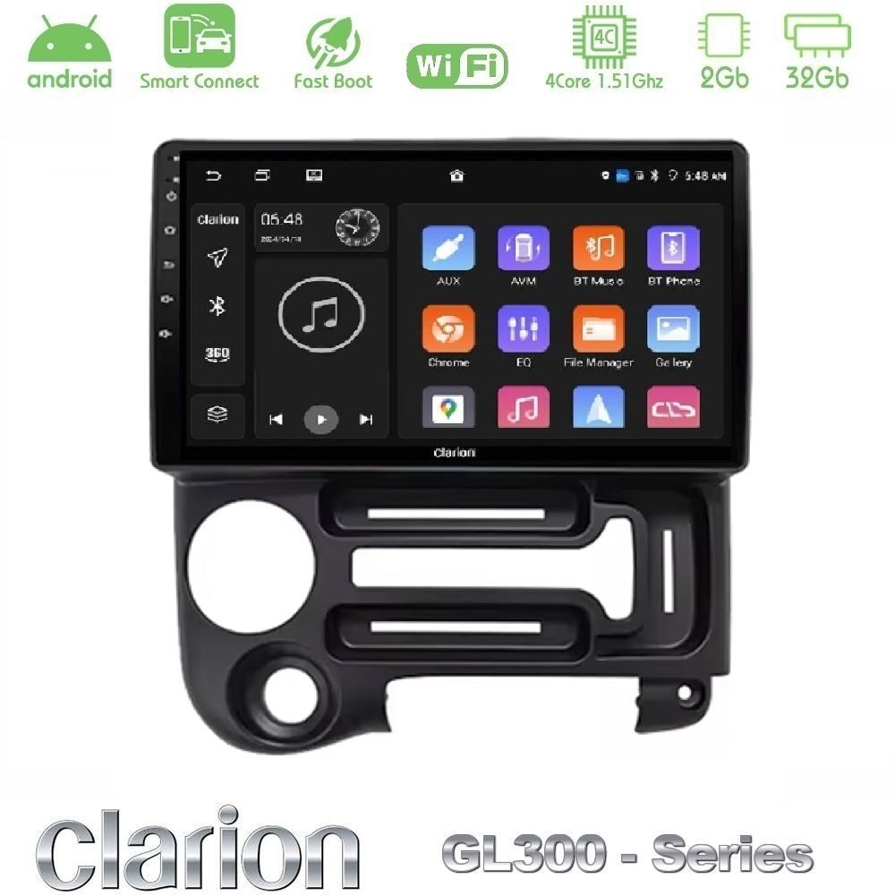 Clarion GL300 Series 4Core Android ClarionOS 2+32GB Hyundai Atos 1997 – 2010 Navigation Multimedia Tablet 9" Με Carplay & Android Auto