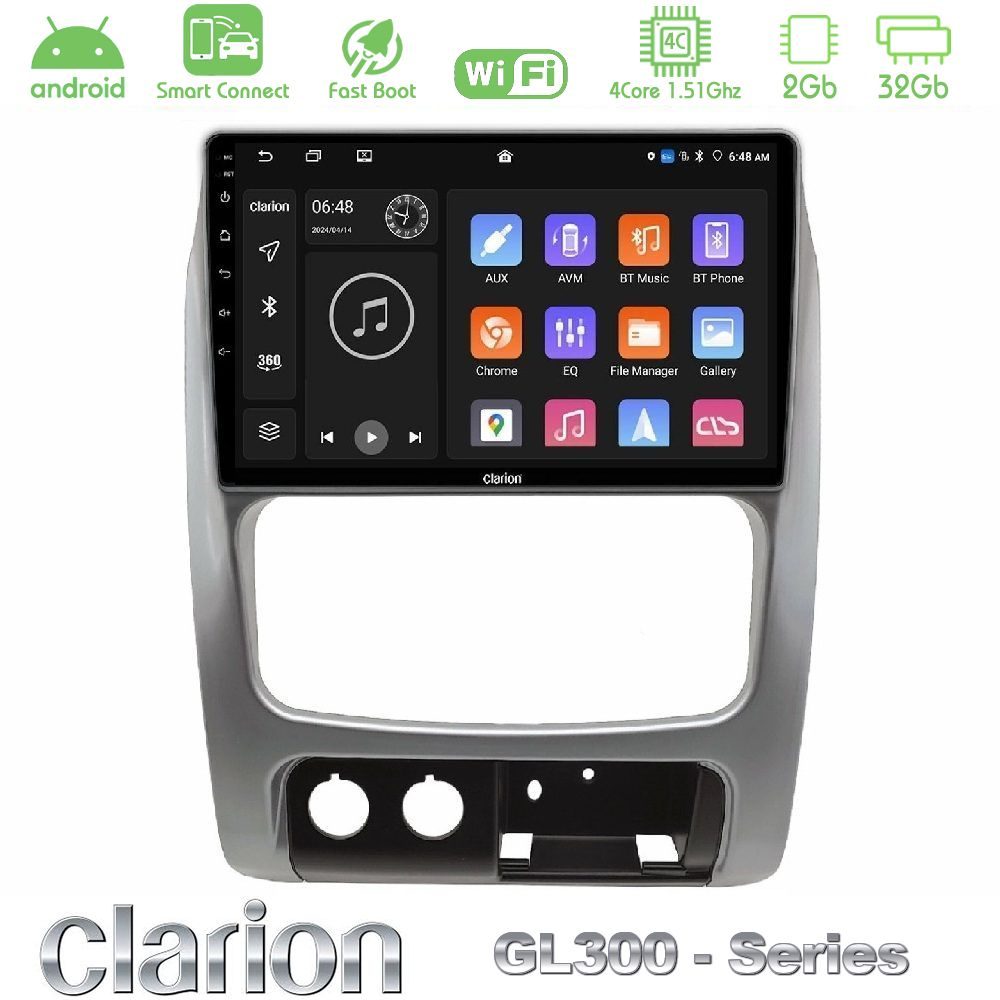 Clarion GL300 Series 4Core Android ClarionOS 2+32GB Jeep Cherokee (KJ) 2002-2007 Navigation Multimedia Tablet 9" Με Carplay & Android Auto