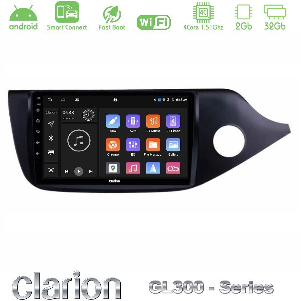Clarion GL300 Series 4Core Android ClarionOS 2+32GB Kia Cee’d/ProCeed 2013-2017 RHD Navigation Multimedia Tablet 9" Με Carplay & Android Auto