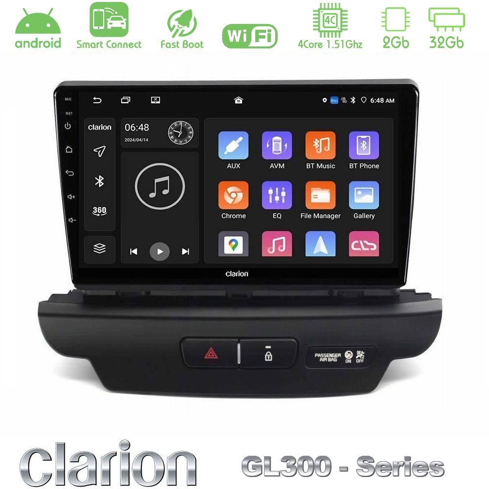 Clarion GL300 Series 4Core Android ClarionOS 2+32GB Kia Ceed 2018-2023 Navigation Multimedia Tablet 9" Με Carplay & Android Auto (Low Version)