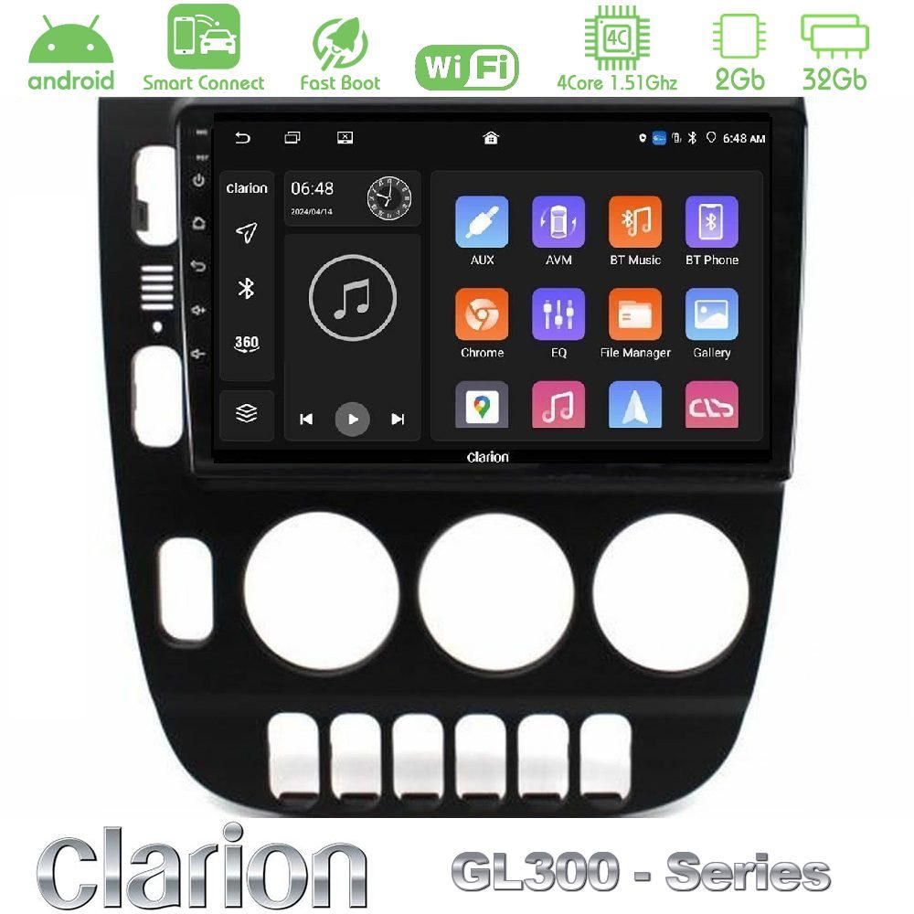 Clarion GL300 Series 4Core Android ClarionOS 2+32GB Mercedes ML Class (W163) 1998-2005 Navigation Multimedia Tablet 9" Με Carplay & Android Auto