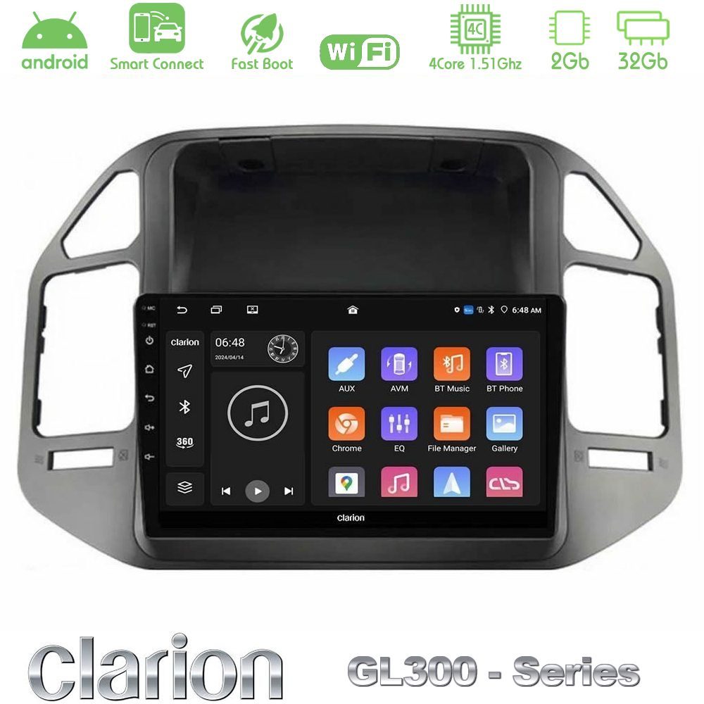 Clarion GL300 Series 4Core Android ClarionOS 2+32GB Mitsubishi Pajero 2002-2006 Navigation Multimedia Tablet 9" Με Carplay & Android Auto