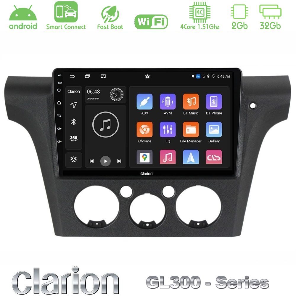 Clarion GL300 Series 4Core Android ClarionOS 2+32GB Mitsubishi Outlander 2002 – 2007 Navigation Multimedia Tablet 10" Με Carplay & Android Auto