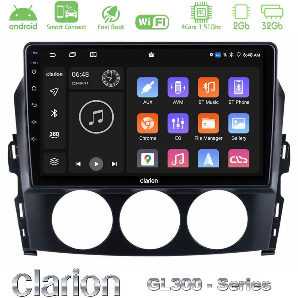 Clarion GL300 Series 4Core Android ClarionOS 2+32GB Mazda MX-5 2006-2008 Navigation Multimedia Tablet 9" Με Carplay & Android Auto