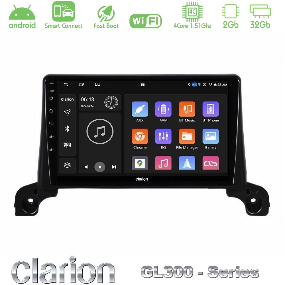 Clarion GL300 Series 4Core Android ClarionOS 2+32GB Peugeot 3008/5008 2017-2023 Navigation Multimedia Tablet 9" Με Carplay & Android Auto