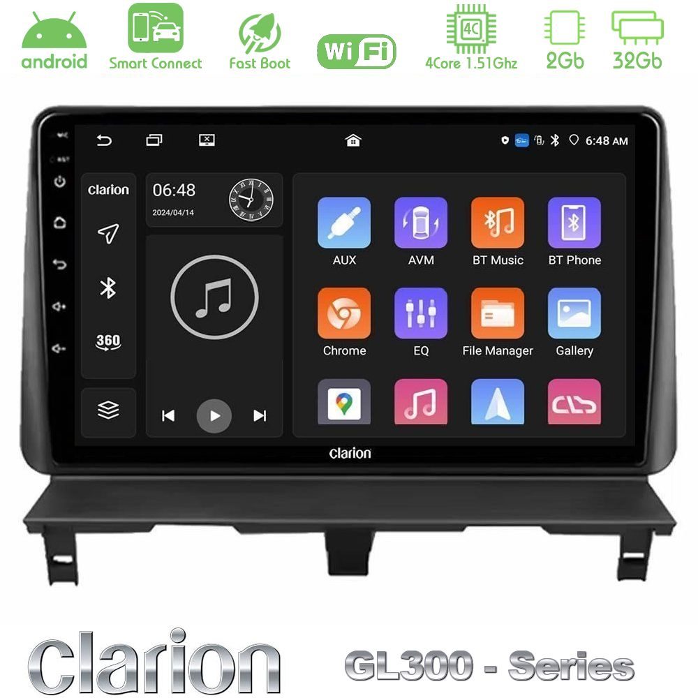 Clarion GL300 Series 4Core Android ClarionOS 2+32GB Peugeot Partner / Citroën Berlingo 2002-2008 Navigation Multimedia Tablet 9" Με Carplay & Android Auto