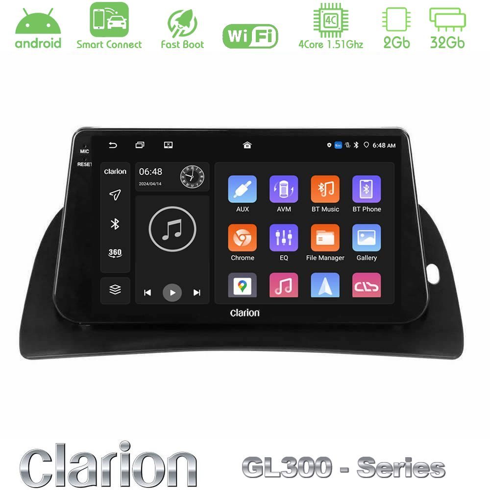 Clarion GL300 Series 4Core Android ClarionOS 2+32GB Renault Kangoo 2013-2018/Nissan NV250 2019 - 2022 Navigation Multimedia Tablet 9" Με Carplay & Android Auto