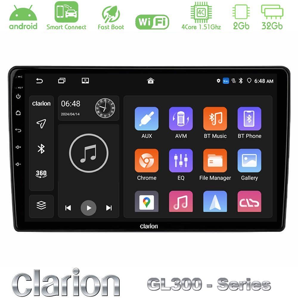 Clarion GL300 Series 4Core Android ClarionOS 2+32GB Dacia / Renault Navigation Multimedia Tablet 9" Με Carplay & Android Auto