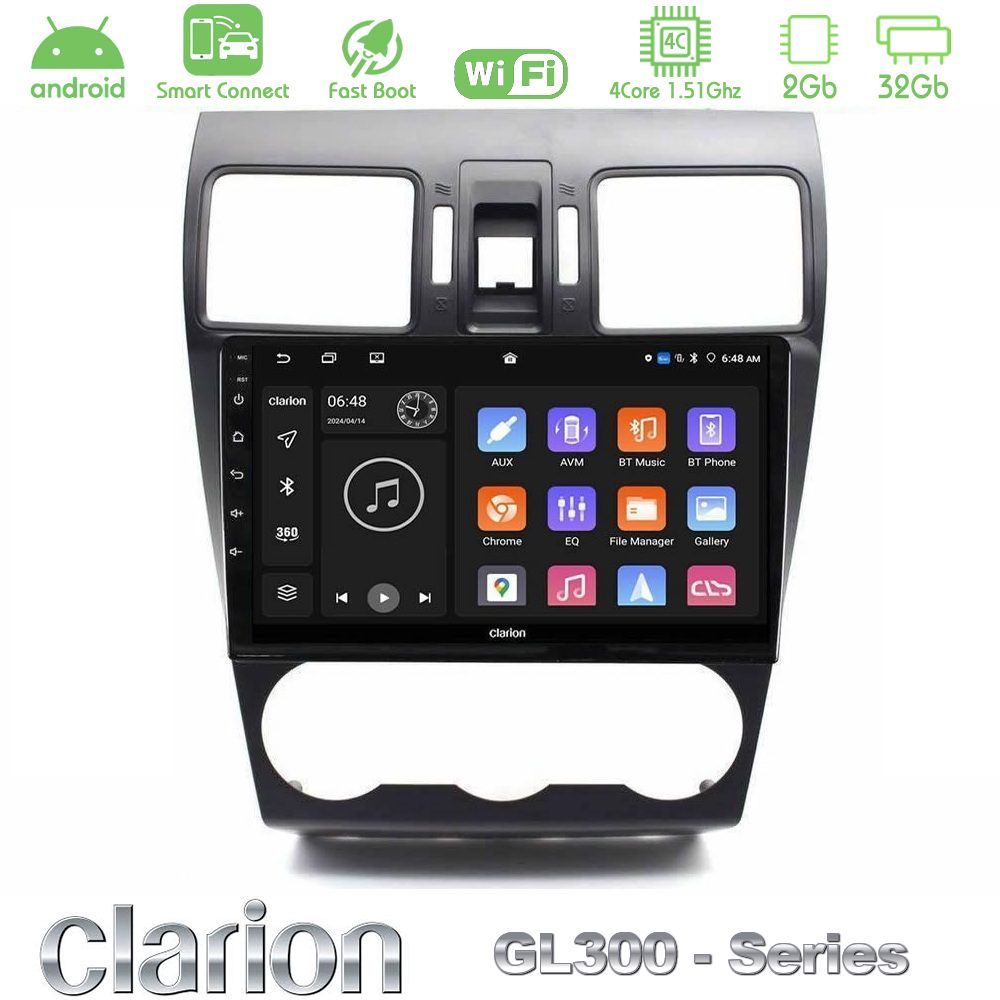 Clarion GL300 Series 4Core Android ClarionOS 2+32GB Subaru Forester 2015-2018 Navigation Multimedia Tablet 9" Με Carplay & Android Auto