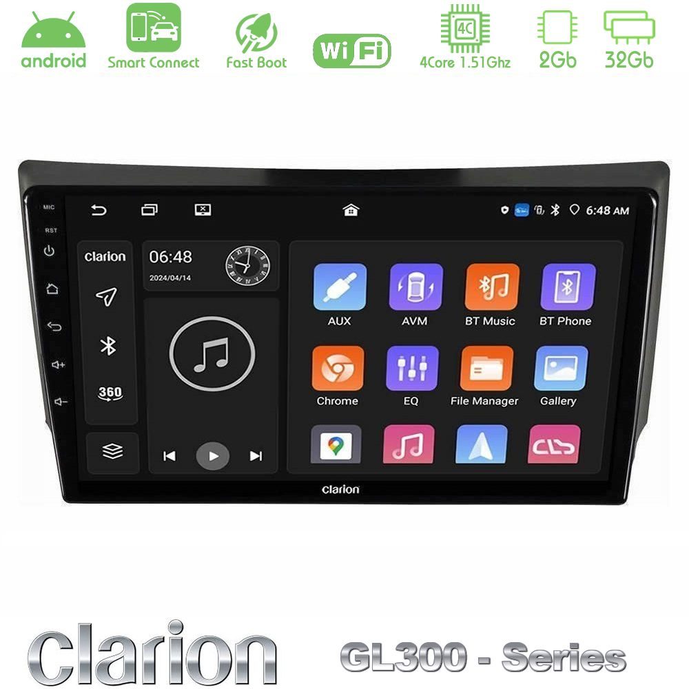 Clarion GL300 Series 4Core Android ClarionOS 2+32GB Ssangyong Rexton 2002-2006 Navigation Multimedia Tablet 9" Με Carplay & Android Auto