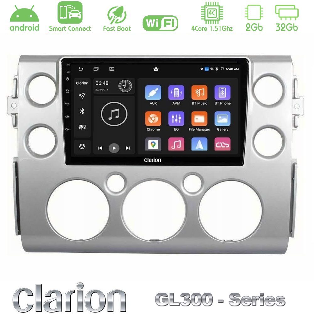 Clarion GL300 Series 4Core Android ClarionOS 2+32GB Toyota FJ 2007-2014 Navigation Multimedia Tablet 9" Με Carplay & Android Auto