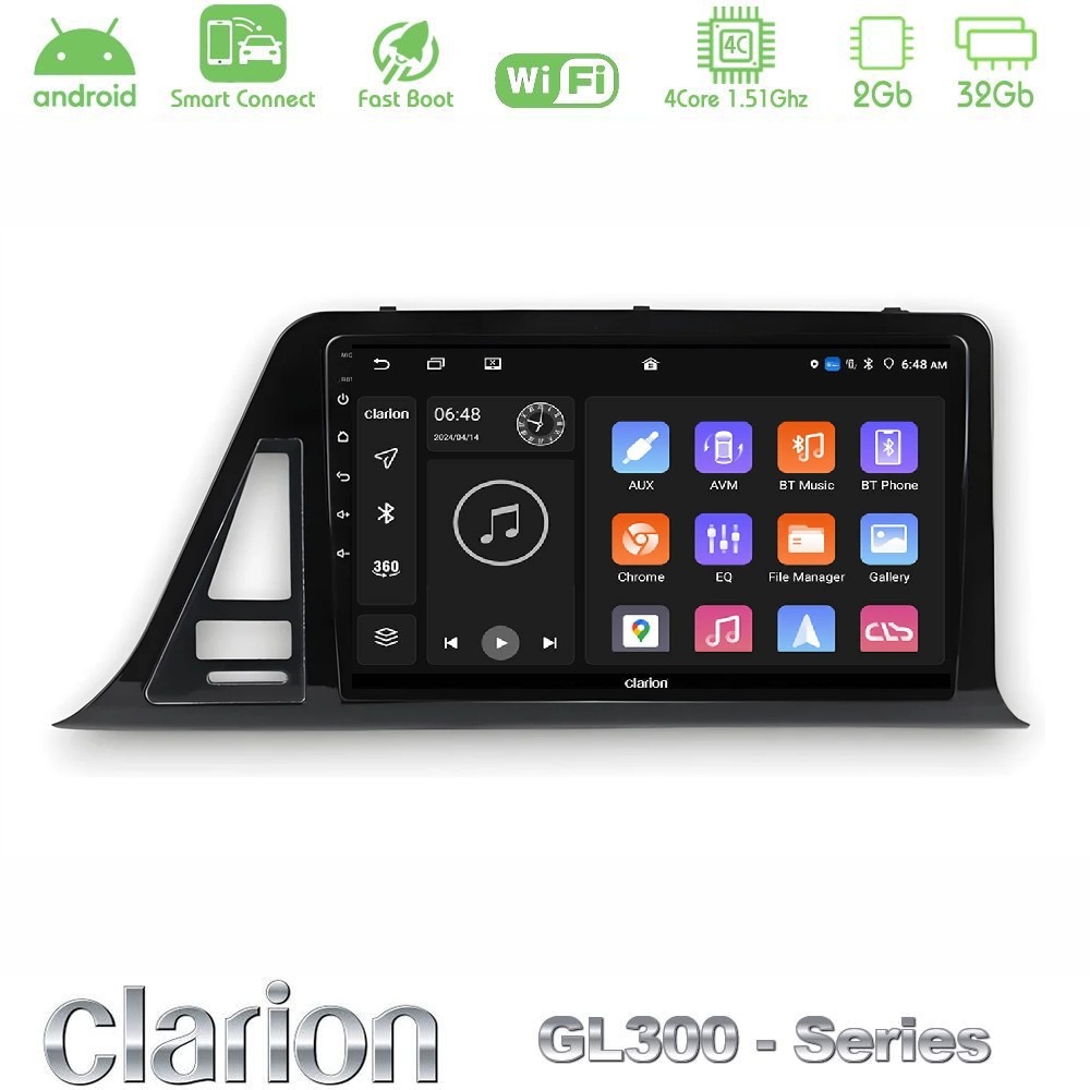 Clarion GL300 Series 4Core Android ClarionOS 2+32GB Toyota CH-R RHD Navigation Multimedia Tablet 9" Με Carplay & Android Auto
