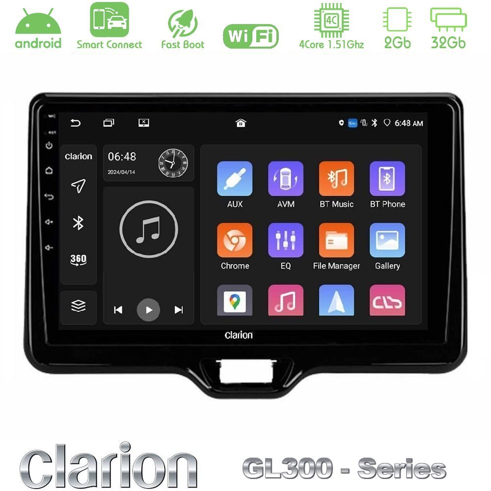 Clarion GL300 Series 4Core Android ClarionOS 2+32GB Toyota Yaris Cross RHD 2020-> (Low Version) Navigation Multimedia Tablet 9" Με Carplay & Android Auto