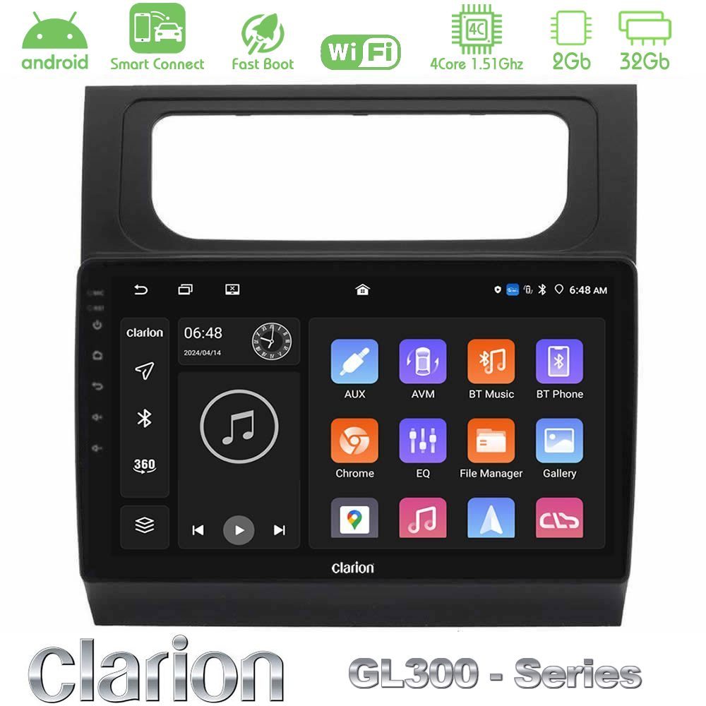 Clarion GL300 Series 4Core Android ClarionOS 2+32GB VW Touran 2011-2015 Navigation Multimedia Tablet 10" Με Carplay & Android Auto