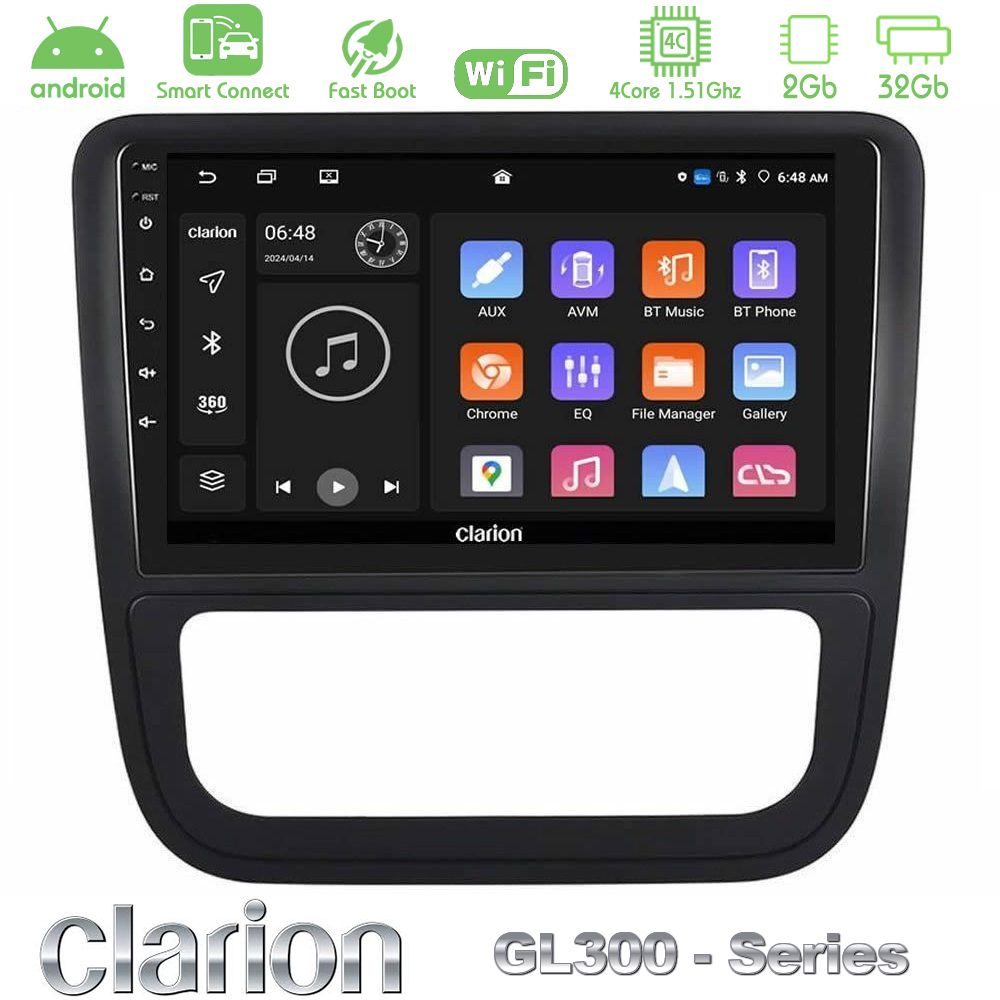 Clarion GL300 Series 4Core Android ClarionOS 2+32GB VW Scirocco 2008-2014 Navigation Multimedia Tablet 9" Με Carplay & Android Auto