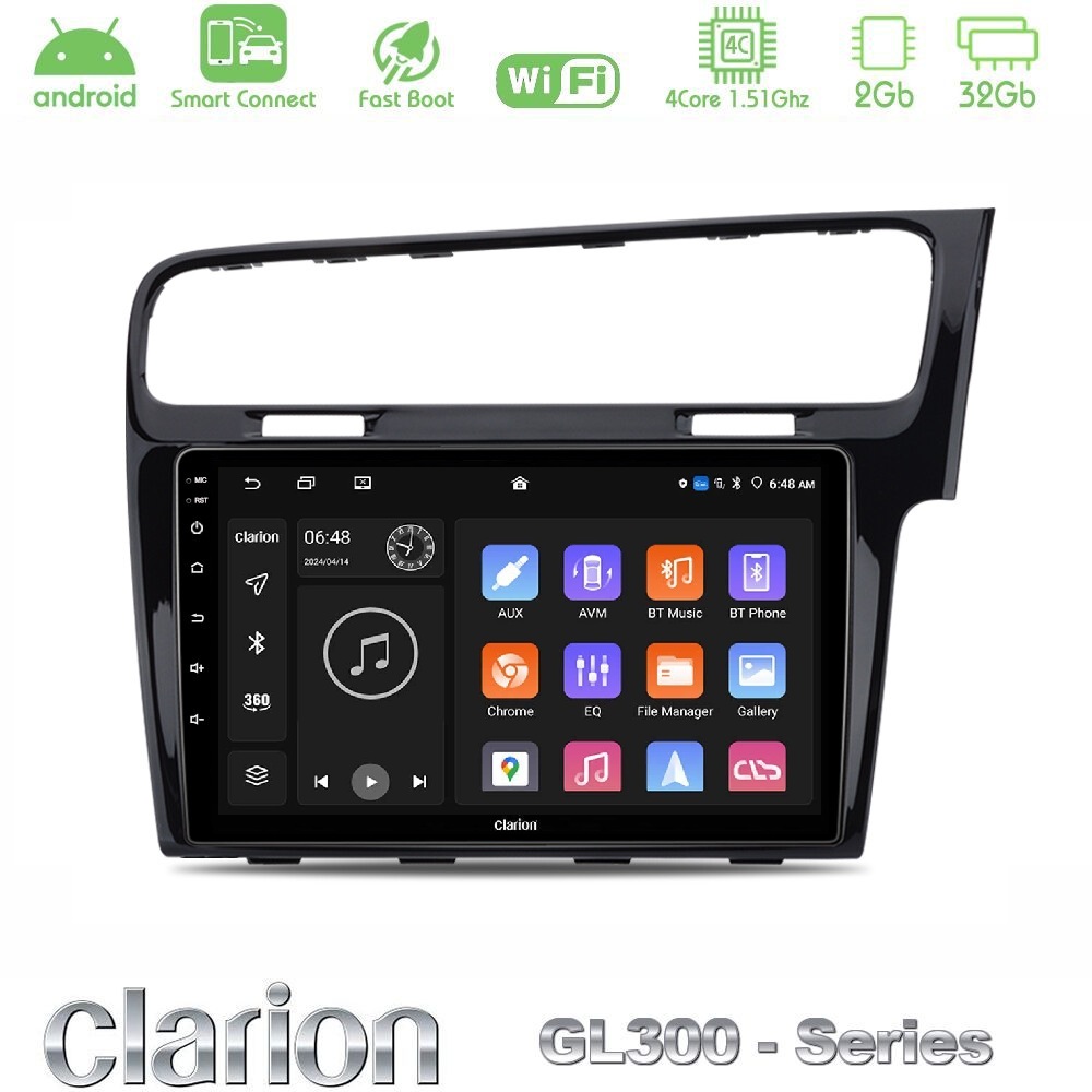 Clarion GL300 Series 4Core Android ClarionOS 2+32GB VW GOLF 7 RHD Navigation Multimedia Tablet 10" Με Carplay & Android Auto