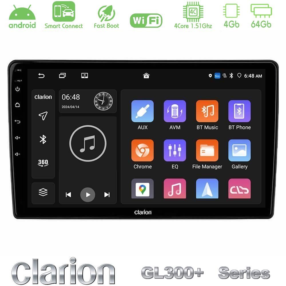 Clarion GL300+ Series 4Core Android ClarionOS 4+64GB Alfa Romeo Giulietta 2014-2021 Navigation Multimedia Tablet 10"