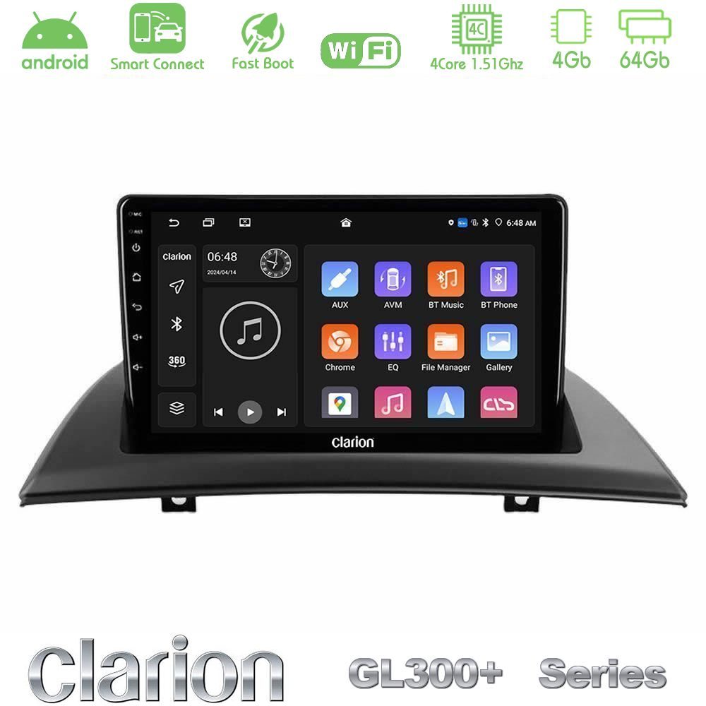 Clarion GL300+ Series 4Core Android ClarionOS 4+64GB BMW E83 Navigation Multimedia Tablet 9"