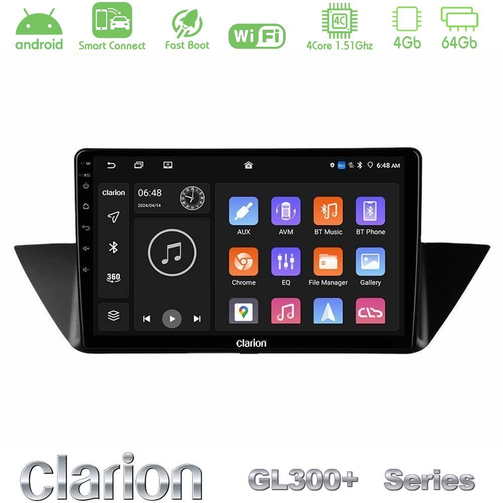 Clarion GL300+ Series 4Core Android ClarionOS 4+64GB  BMW Χ1 E84 Navigation Multimedia Tablet 10"
