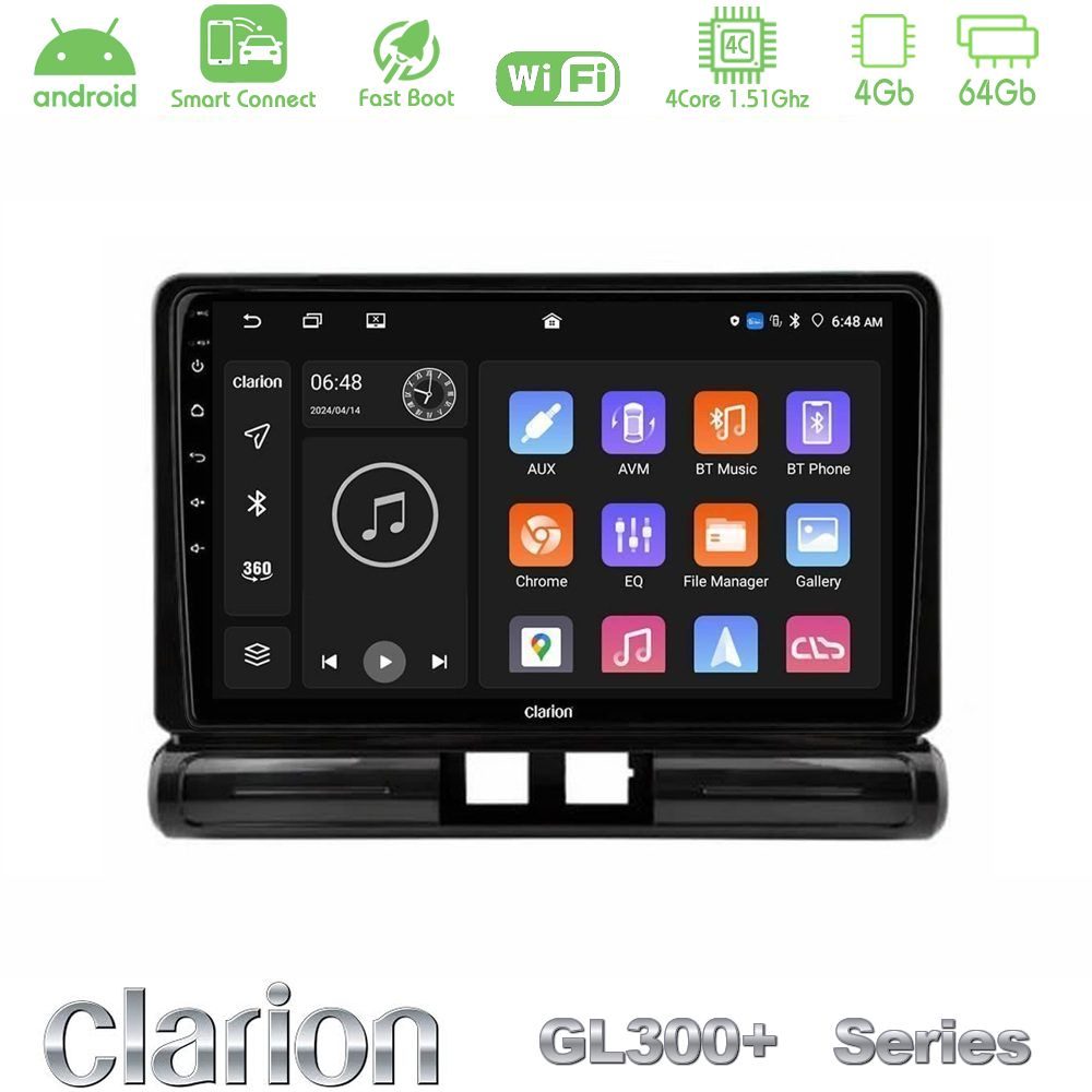 Clarion GL300+ Series 4Core Android ClarionOS 4+64GB Citroen C3 2016-> Navigation Multimedia Tablet 9" (Low Version))