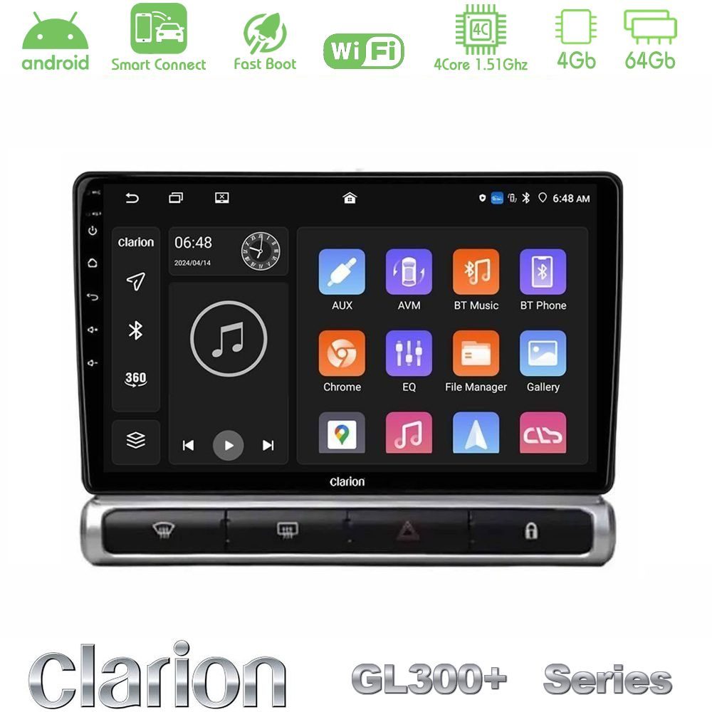 Clarion GL300+ Series 4Core Android ClarionOS 4+64GB Citroen C3 2016-> Navigation Multimedia Tablet 9"