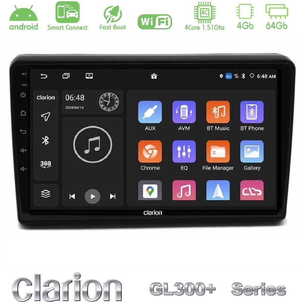 Clarion GL300+ Series 4Core Android ClarionOS 4+64GB Citroen C5 2008-2019 Navigation Multimedia Tablet 10"